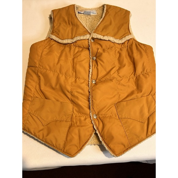 Mustang Goose Down Vest Men's Small Sherpa Western Action Sportswear Button Up - Picture 1 of 15
